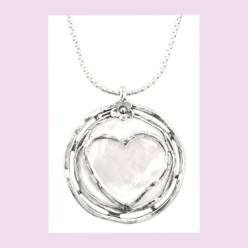 VTG Didae Shablool 925 Sterling Silver Mother of Pearl Heart Necklace - Picture 5 of 11